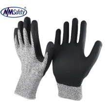 NMSAFETY black foam nitrile coated anti slip and cut resistant gloves